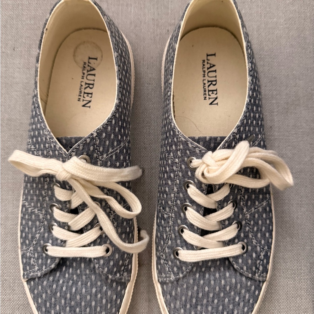 Lauren Ralph Lauren Navy Sneakers with Cream Accents - Picture 2 of 6